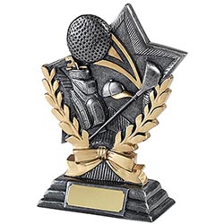 Silver Golf Star Trophies 6in