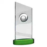 10.25in Clear and Green Crystal Golf Award