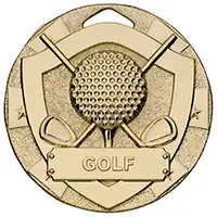 Mini Shield Gold Golf Medal 50mm