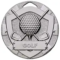 Mini Shield Silver Golf Medal 50mm