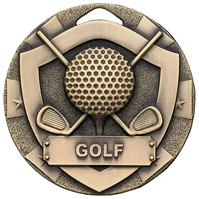 Mini Shield Bronze Golf Medal 50mm
