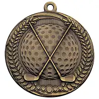 70mm Bronze Crossed Clubs Golf Medal
