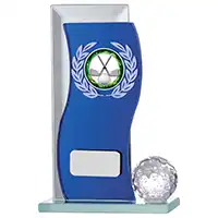 Blue Mirror Glass Golf Award 125mm