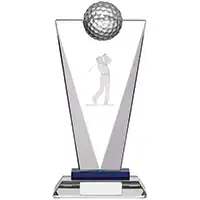 240mm Clear and Blue Glass Golf Award