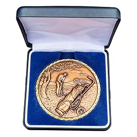 87mm Bronze Golf Bag Medal in Case