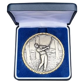 87mm Silver Golf Bag Medal in Case