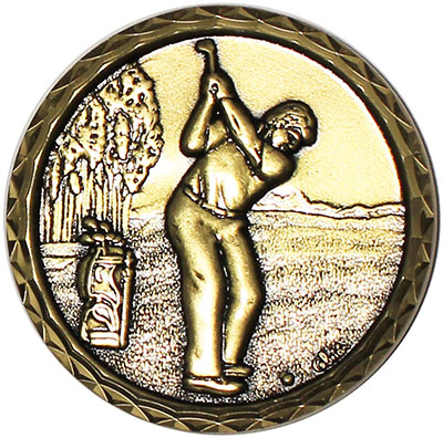 Gold Golf Swing Medal 56mm