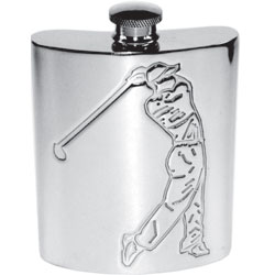 Embossed golfer hip flask 6oz