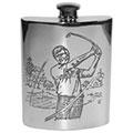 Swinging golfer hip flask 6oz