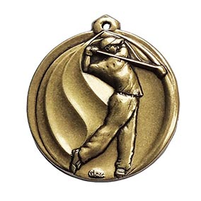 Gold Swirl Golf Medal 56mm