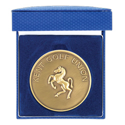 Antique gold custom golf medal