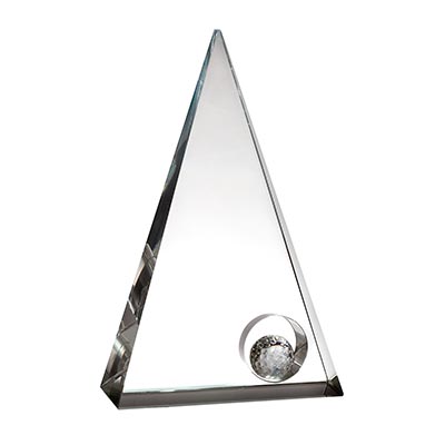 9in Triangular Crystal Golf Award