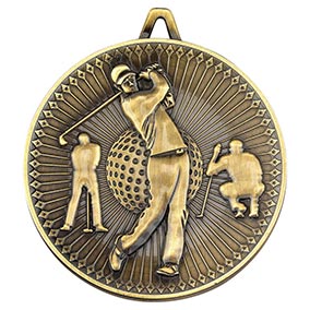 Gold Mens Golf Scene Medals 2 inch