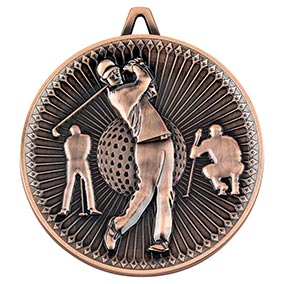 Bronze Mens Golf Scene Medals 2 inch
