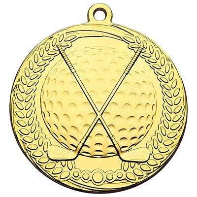 70mm Gold Crossed Club Golf Medal