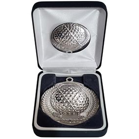 70mm Silver Crossed Clubs Medal in Case