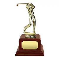 Metal Golfer Wood Base 19cm