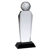 7.75in Clear and Black Crystal Golf Award