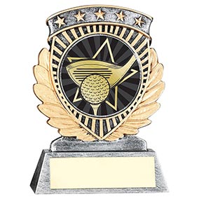 Pewter Gold 5-Star Golf Tee Trophy 115mm