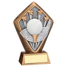 Silver Gold 4-Star Golf Tee Trophy 13cm
