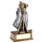Crossed Clubs Golf Bag Trophy 18cm