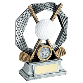 Silver Ring Crossed Clubs Trophy 18cm