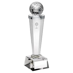 3D Glass Golf Ball Trophy 18cm