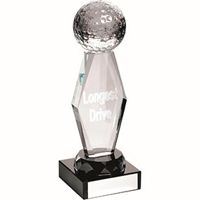 LD 3D Glass Golf Ball Trophy 18cm