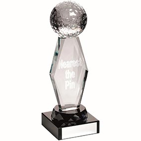 NTP 3D Glass Golf Ball Trophy 18cm