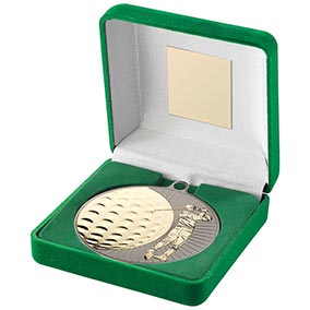 Golf Swing Matt Silver Gold Medal 50mm Cased