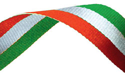 Green, White & Orange Medal Ribbon 63p