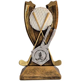 Gold Crossed Clubs Golf Award 15cm