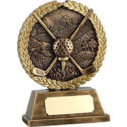Gold Crossed Clubs Golf Award 10cm