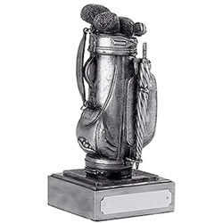 Silver Resin Golf Bag Trophy 12cm