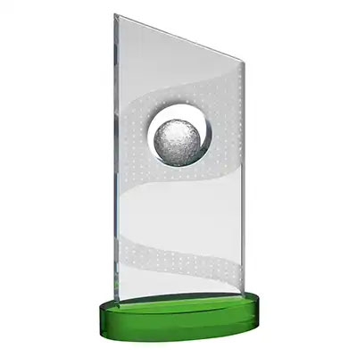 8in Clear and Green Crystal Golf Award