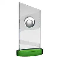 8in Crystal Clear Green Base Golf Award