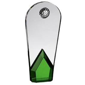 8in Clear Green Crystal Golf Award