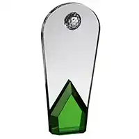 8in Clear and Green Crystal Golf Award
