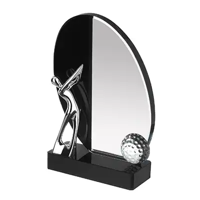 7in Clear and Black Crystal Golf Award
