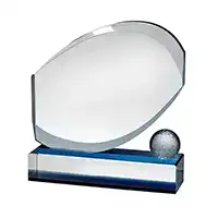 15cm Clear and Blue Crystal Golf Award
