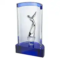 Golf Champion's Clear and Blue Crystal Award
