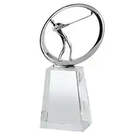22cm Silver Figure Crystal Golf Award
