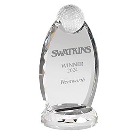 Oval Crystal Golf Award 11in