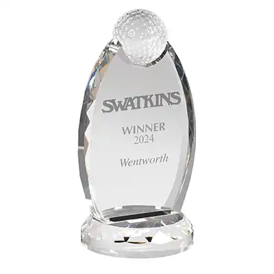 Oval Crystal Golf Award 11in