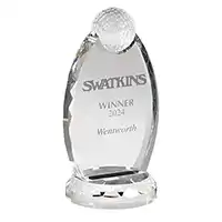 Oval Crystal Golf Award 11in