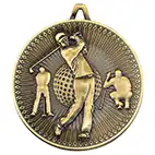 Silver Mens Golf Scene Medals 2 inch
