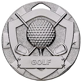 Mini Shield Silver Golf Medal 50mm