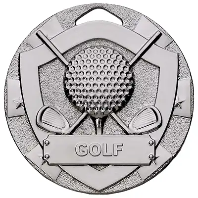 Mini Shield Silver Golf Medal 50mm