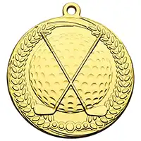 70mm Gold Crossed Club Golf Medal