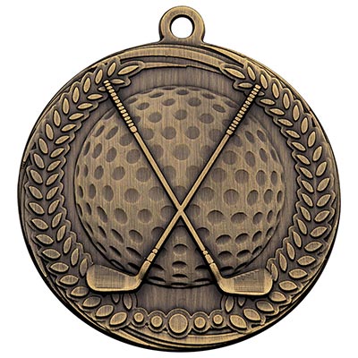 70mm Bronze Crossed Clubs Golf Medal